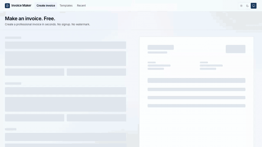Browser recording of the Invoice Maker web app captured by evergif.